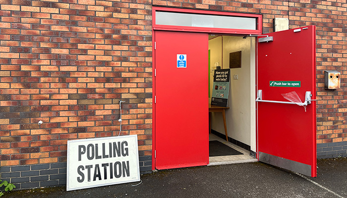 The entry to a polling station