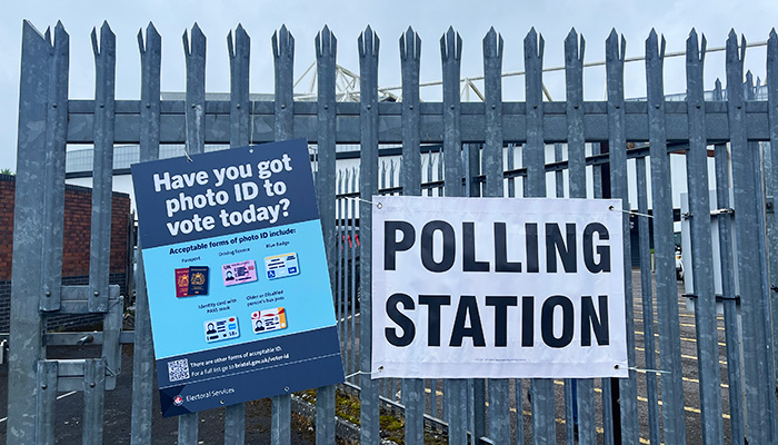 Signs saying polling station